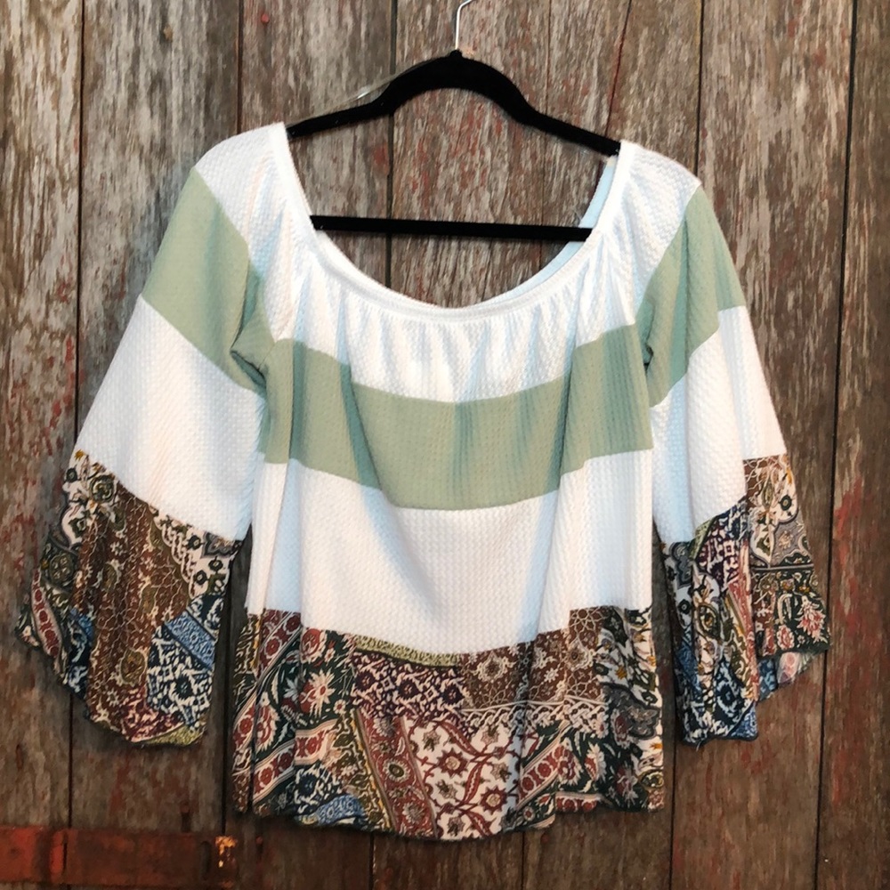Off the shoulder multi media top